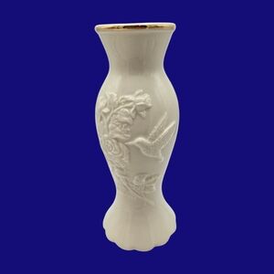 Lenox Hummingbird Bud & Roses Bud Vase 24K Gold Trim
